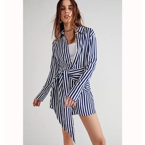 Jen's Pirate Booty Blue and White Striped Long Sleeve Dress